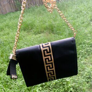 VERSACE Crossbody Perfume Cosmetic Clutch Bag Limited Edition NEW Black Gold